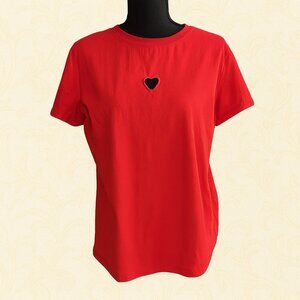 Lili Sidonio Red Heart Cutout Tee | L